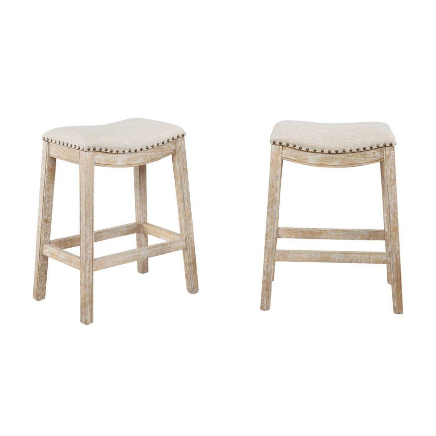 Bar Stools * | Cheap Counter Height Stools Roundhill Furniture Maroni Upholstered Saddle Counter Stool With Nailhead Trim Set Of 2