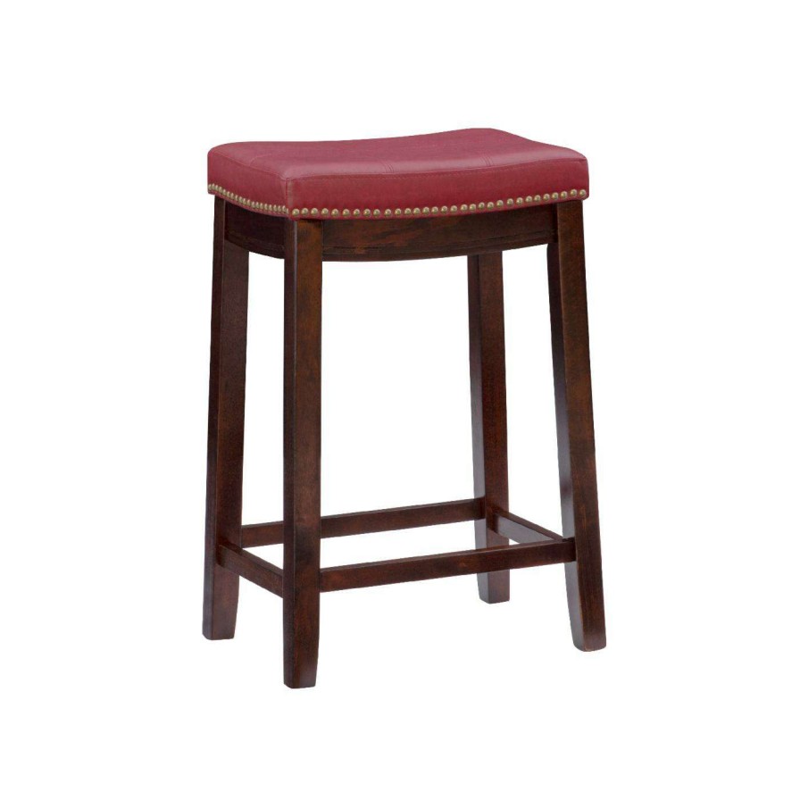 Bar Stools * | Brand New Counter Height Stools Linon Claridge Patches Backless 26 In. Counter Height Stool