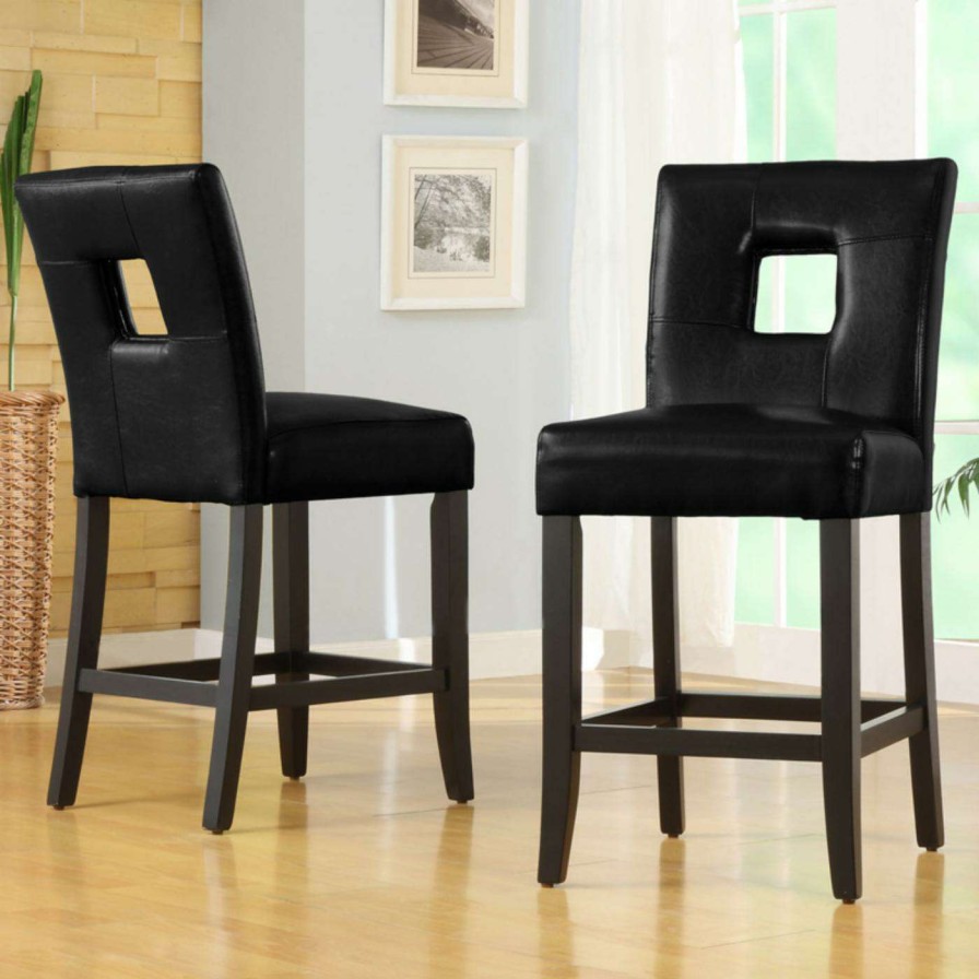 Bar Stools * | Best Pirce Counter Height Stools Chelsea Lane Archstone Counter Stool Keyhole Black Set Of 2