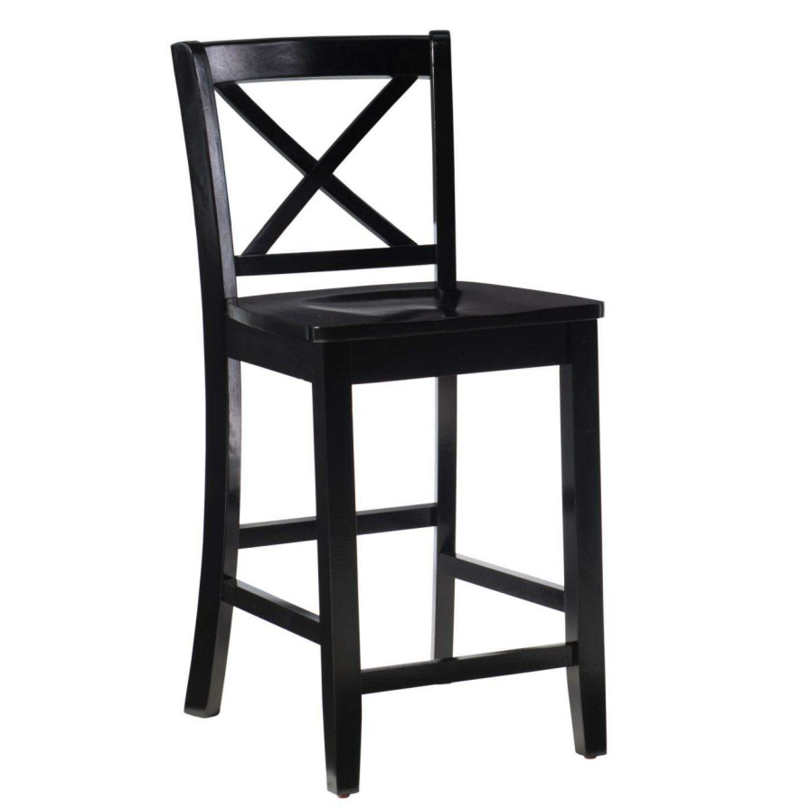 Bar Stools * | Flash Sale Counter Height Stools Linon Black X Back Counter Stool