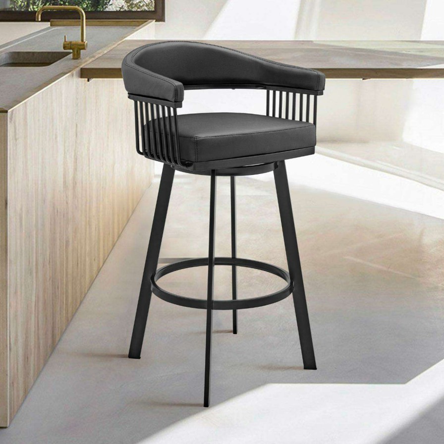 Counter Stools Sales * | Best Pirce Counter Height Stools Armen Living Chelsea Swivel 26 In. Faux Leather Counter Stool