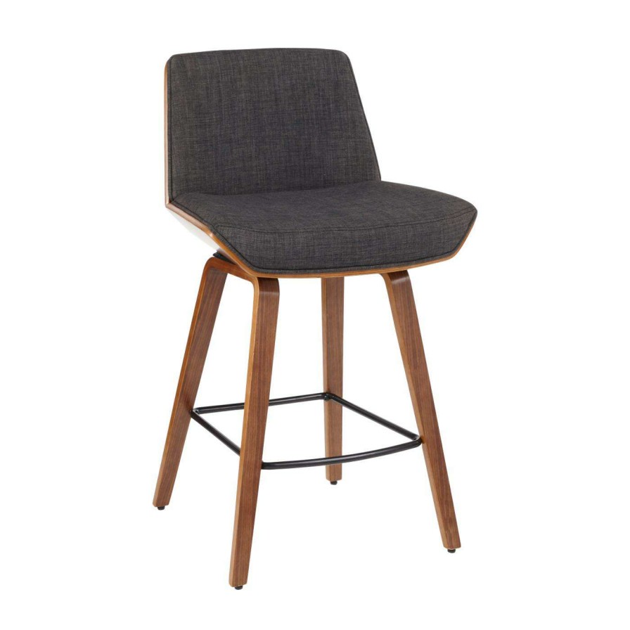 Bar Stools * | Outlet Counter Height Stools Lumisource Corazza 25 In. Mid-Century Modern Counter Stool Charcoal