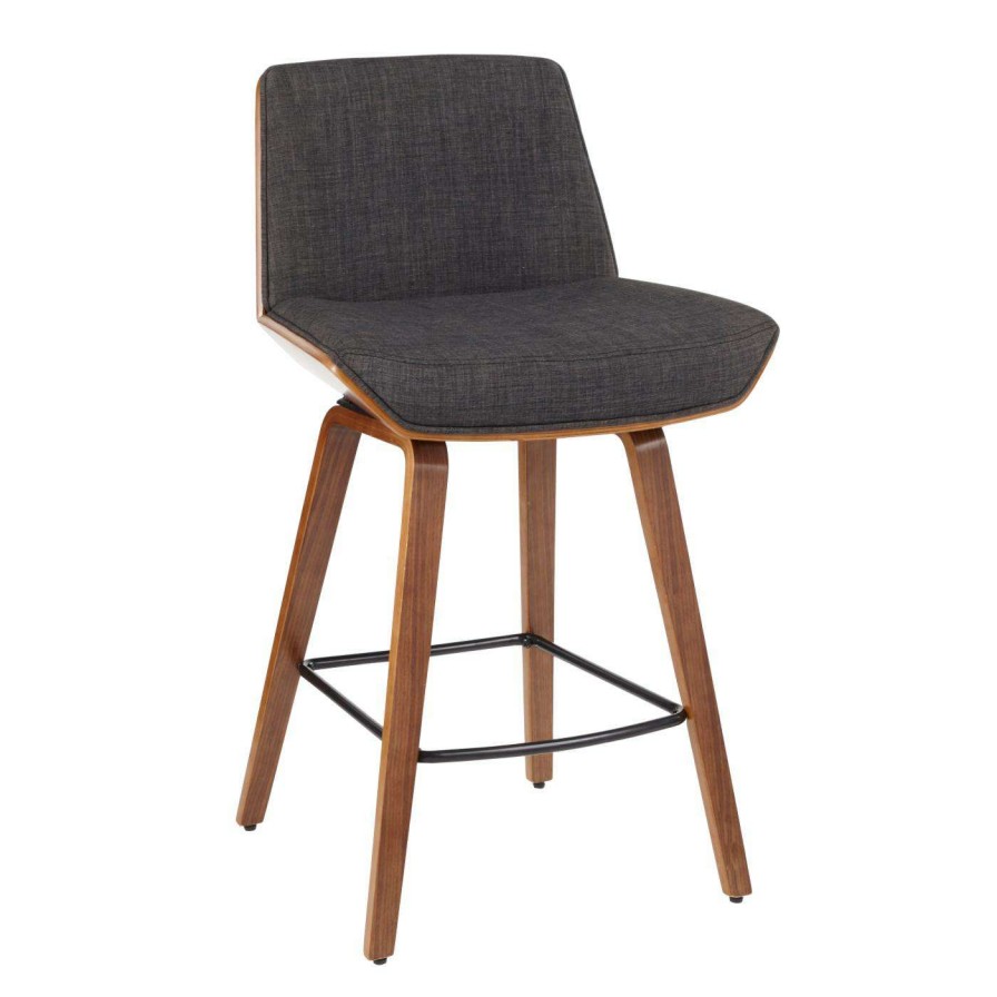 Bar Stools * | Outlet Counter Height Stools Lumisource Corazza 25 In. Mid-Century Modern Counter Stool Charcoal