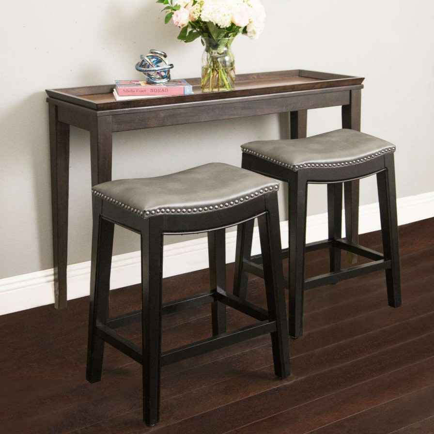 Bar Stools * | Buy Counter Height Stools Abbyson Living Rivoli 25 In. Faux Leather Nailhead Trim Counter Stool