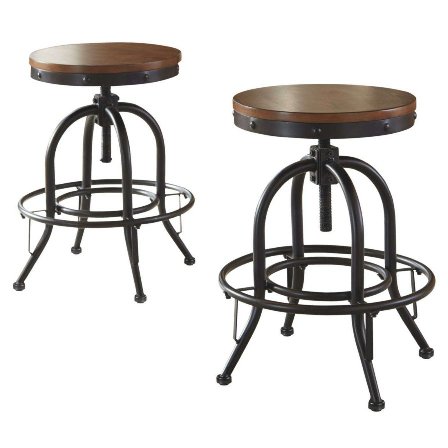 Bar Stools * | Budget Counter Height Stools Signature Design By Ashley Valebeck 24 In. Backless Swivel Counter Stool Set Of 2