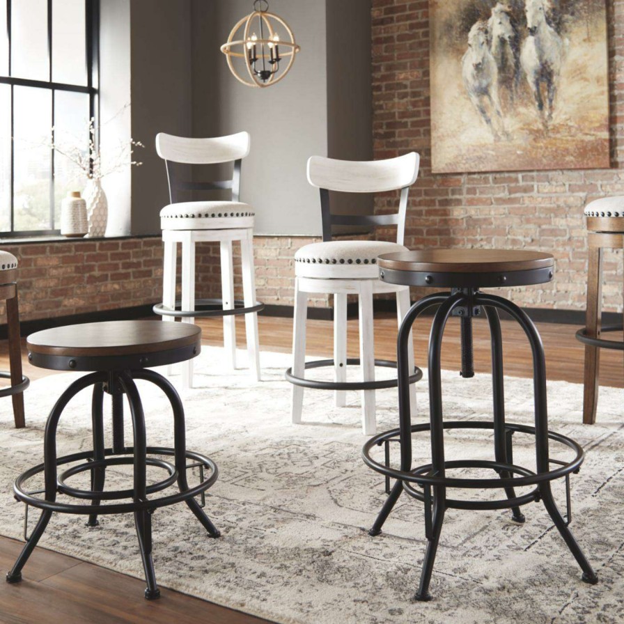 Bar Stools * | Budget Counter Height Stools Signature Design By Ashley Valebeck 24 In. Backless Swivel Counter Stool Set Of 2