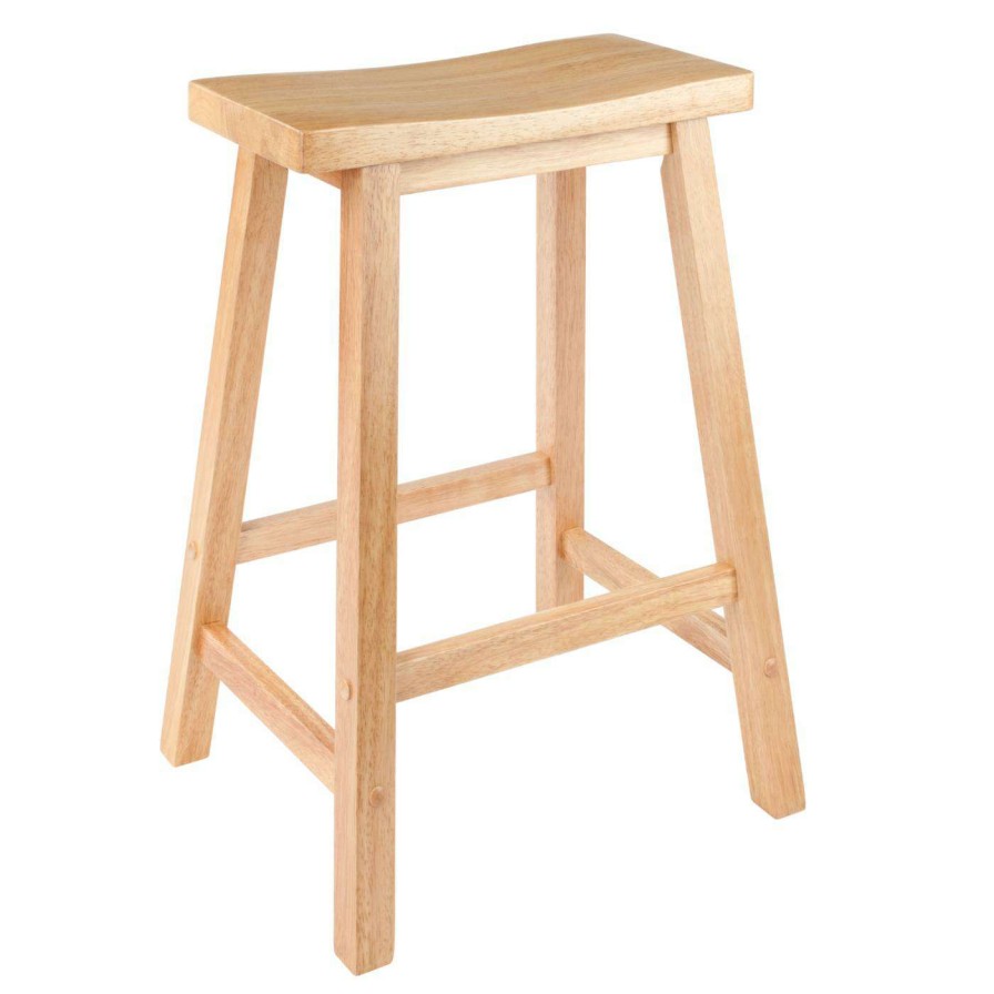 Bar Stools * | Best Deal Counter Height Stools Winsome 24-Inch Rta Single Saddle Seat Counter Stool Beechwood