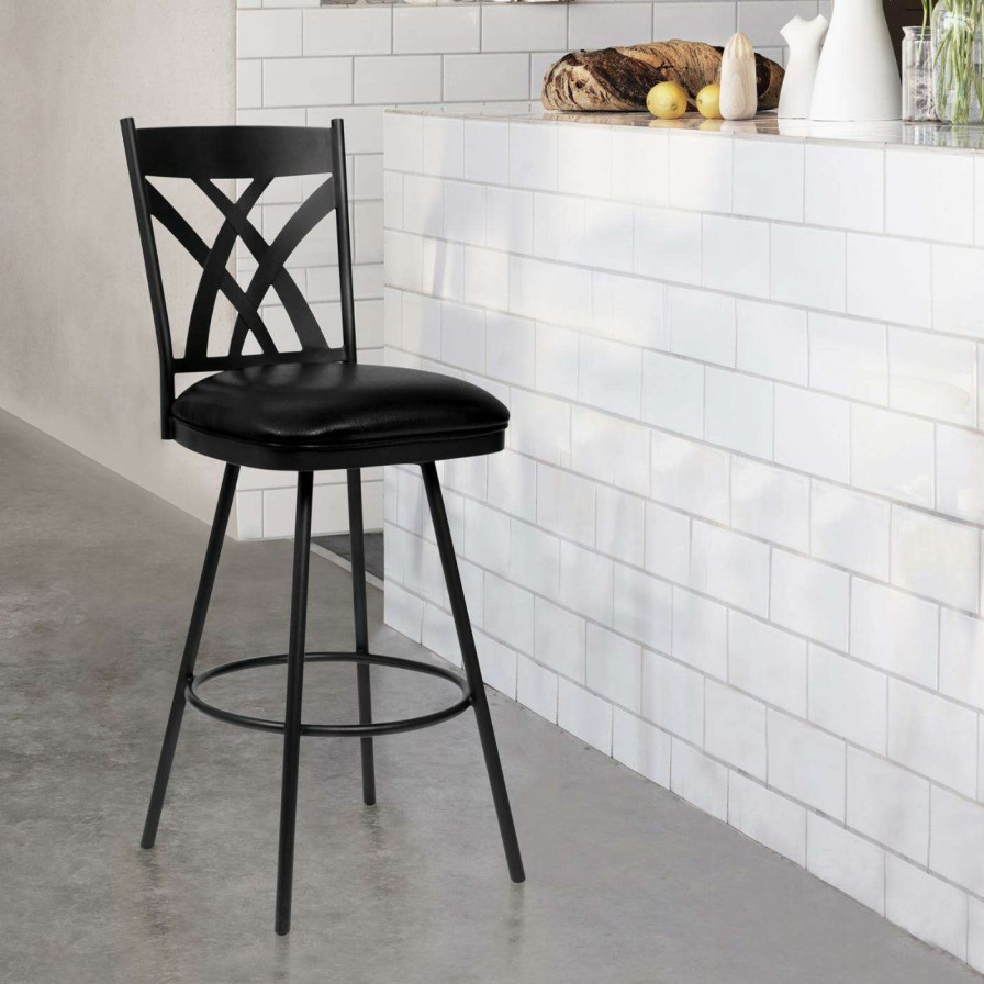 Bar Stools * | Best Pirce Counter Height Stools Armen Living Dover 26 In. Upholstered Swivel Counter Stool