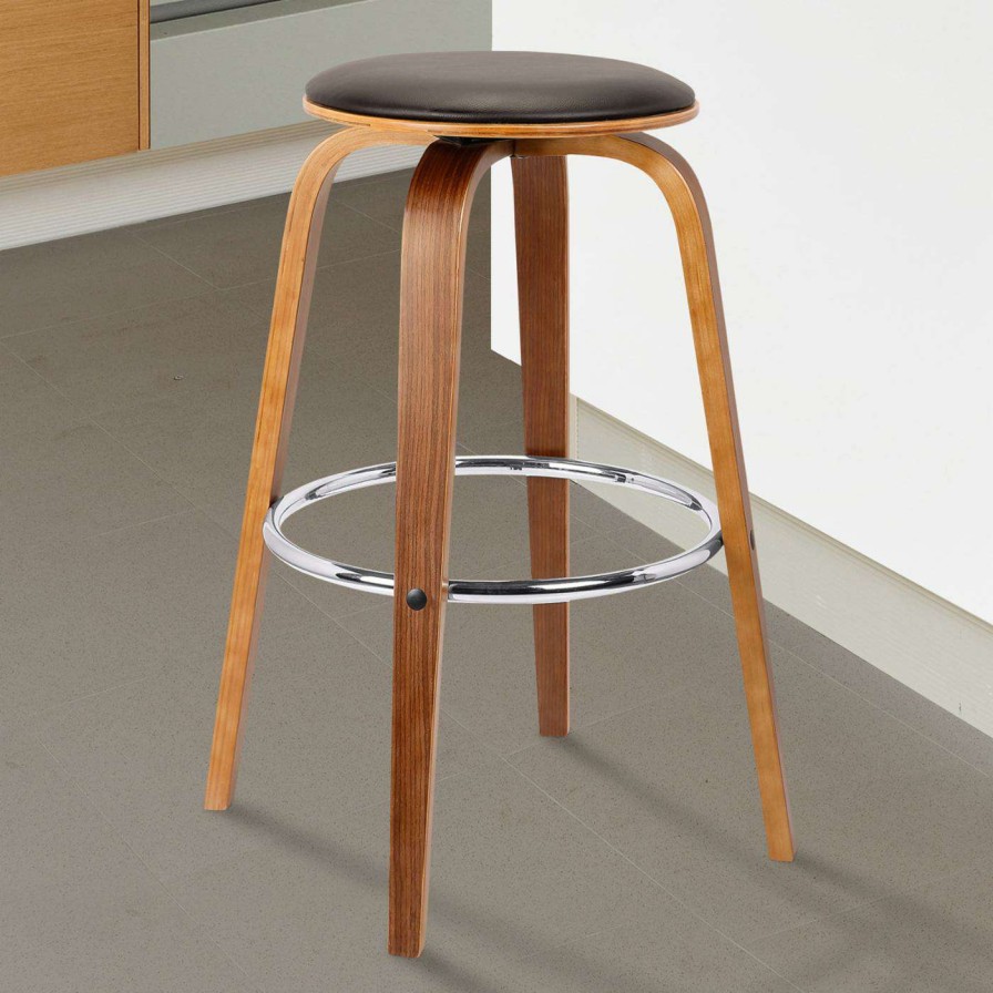 Bar Stools * | Budget Counter Height Stools Armen Living Harbor 26 In. Mid-Century Swivel Counter Stool Brown