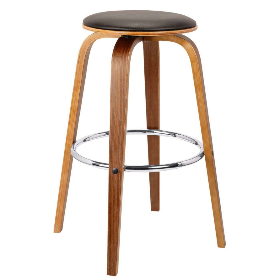 Bar Stools * | Budget Counter Height Stools Armen Living Harbor 26 In. Mid-Century Swivel Counter Stool Brown