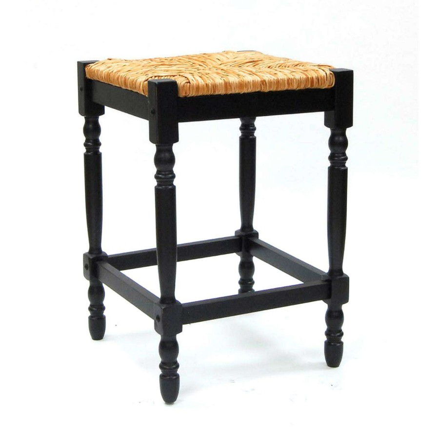 Bar Stools * | Top 10 Carolina Chair & Table Co. Counter Height Stools Carolina Gilbert 24 In. Counter Stool Antique Black With Rush Seat