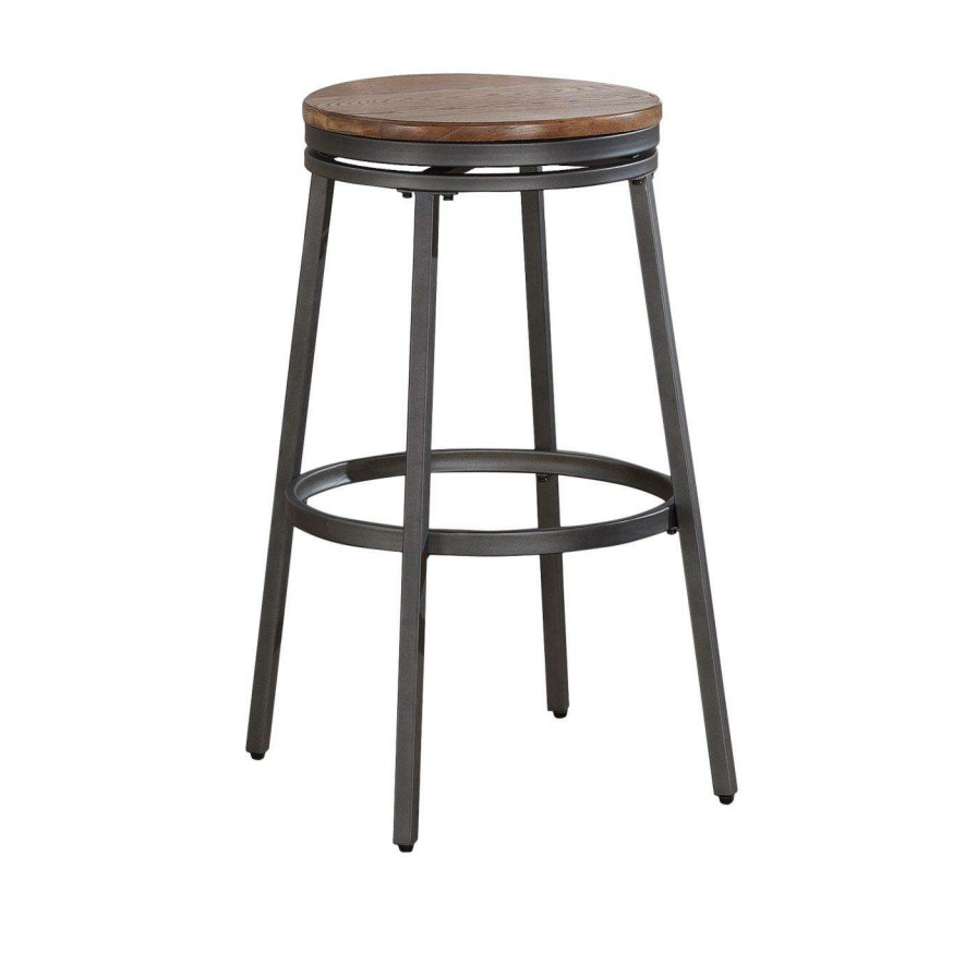 Bar Stools * | Flash Sale Counter Height Stools American Woodcrafters Stockton Backless Counter Stool Slate Gray/Golden Oak