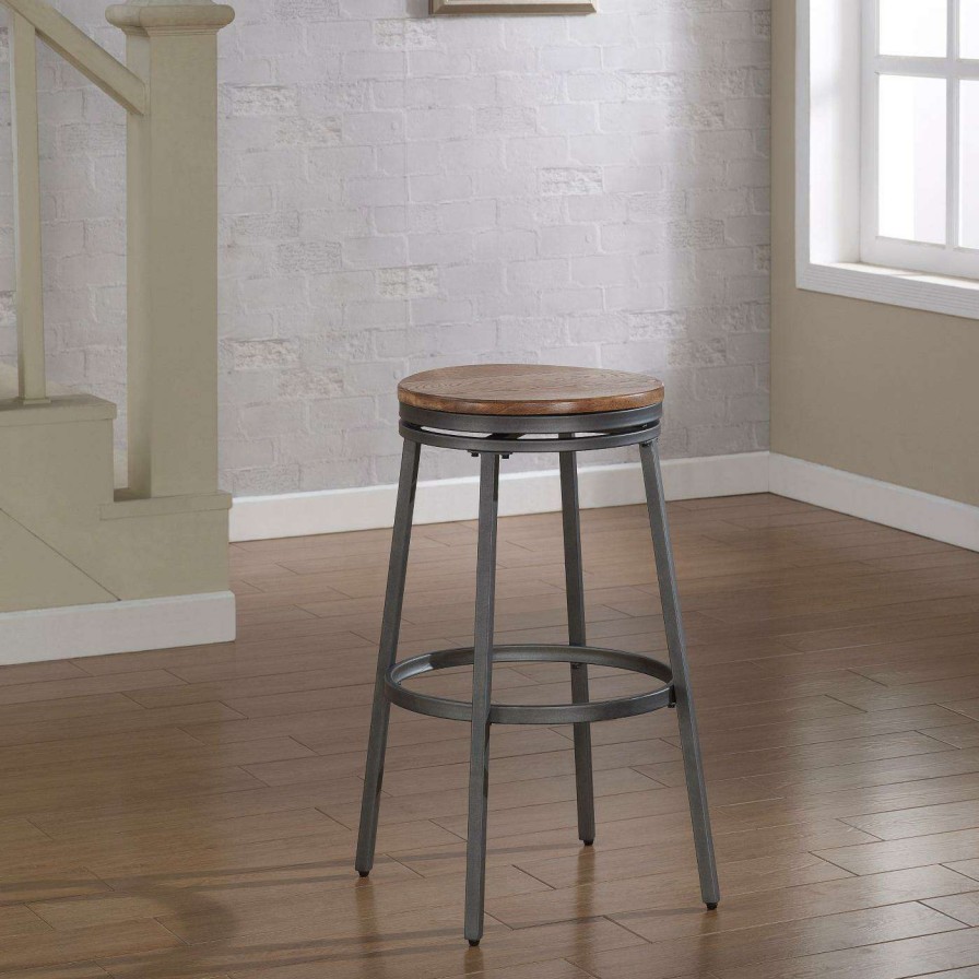 Bar Stools * | Flash Sale Counter Height Stools American Woodcrafters Stockton Backless Counter Stool Slate Gray/Golden Oak