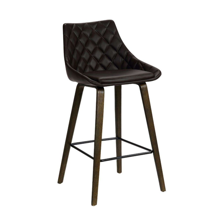 Bar Stools * | Coupon Counter Height Stools Armen Living Dani 26 In. Counter Stool Brown Faux Leather/Walnut