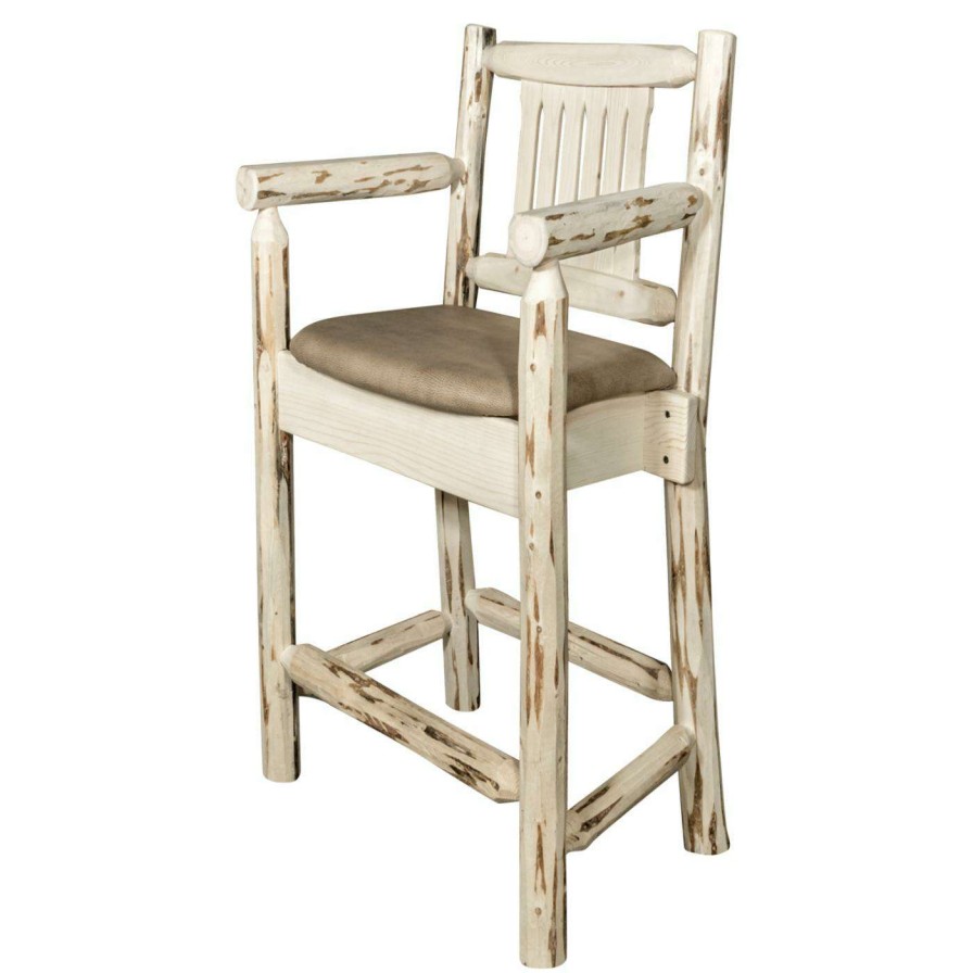 Bar Stools * | Best Sale Counter Height Stools Montana Woodworks Montana 24 In. Upholstered Captains Counter Stool