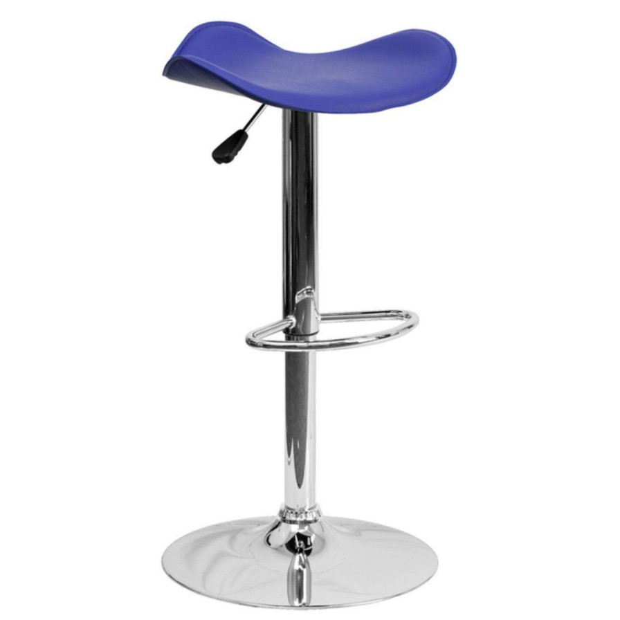 Bar Stools * | Outlet Counter Height Stools Flash Furniture Contemporary Backless Adjustable Vinyl Seat Bar Stool With Chrome Base