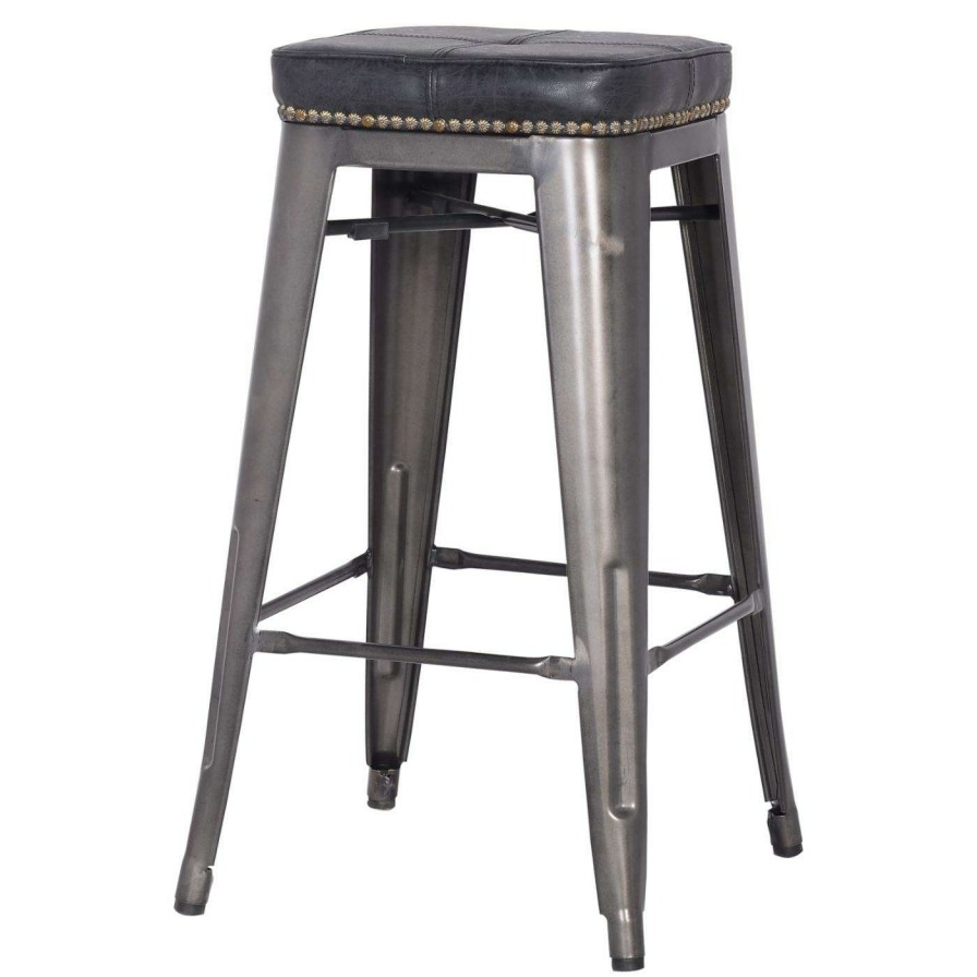 Bar Stools * | New Counter Height Stools New Pacific Direct Inc Metropolis 28 In. Backless Counter Stool With Nailhead Trim Set Of 4 Vintage Black