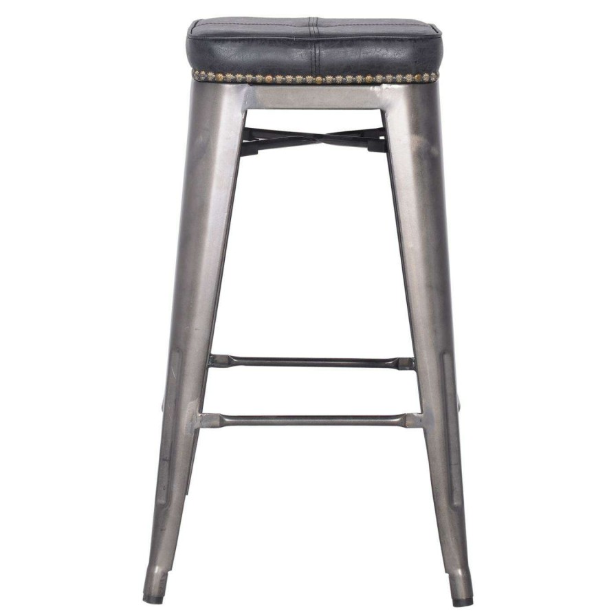 Bar Stools * | New Counter Height Stools New Pacific Direct Inc Metropolis 28 In. Backless Counter Stool With Nailhead Trim Set Of 4 Vintage Black