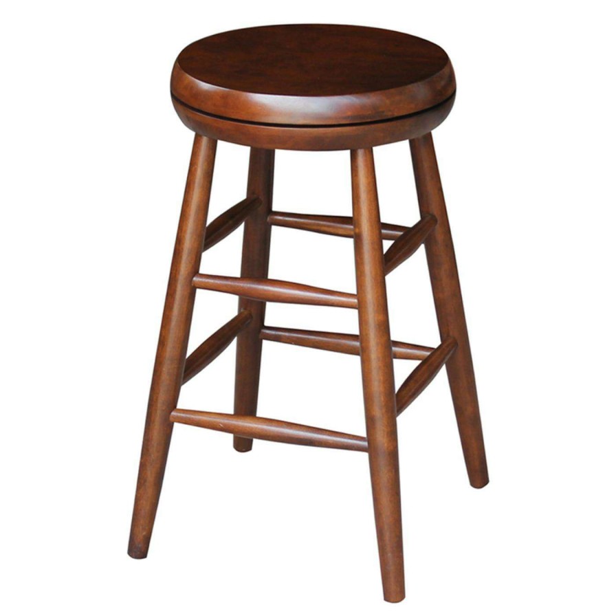 Bar Stools * | Buy Counter Height Stools International Concepts 24 In. Scooped Seat Swivel Counter Height Stool Unfinished