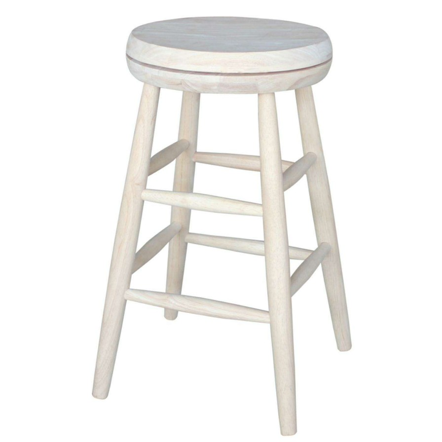 Bar Stools * | Buy Counter Height Stools International Concepts 24 In. Scooped Seat Swivel Counter Height Stool Unfinished