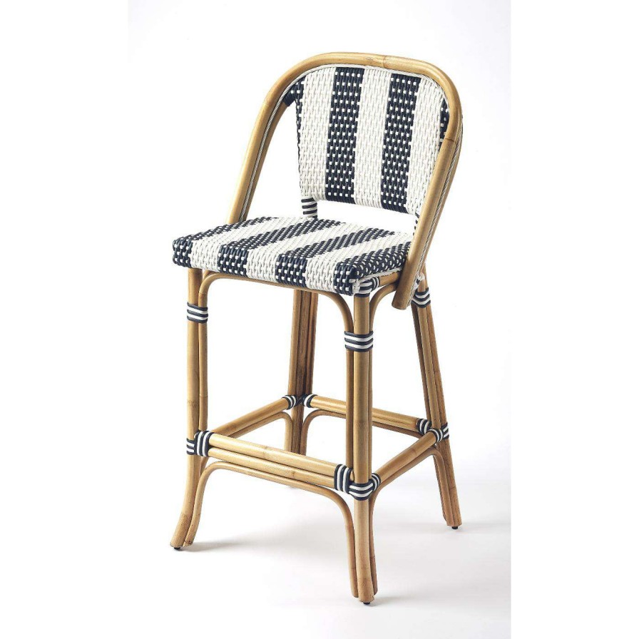 Bar Stools * | New Counter Height Stools Butler Specialty Lila 28 In. Stripe Rattan Counter Stool