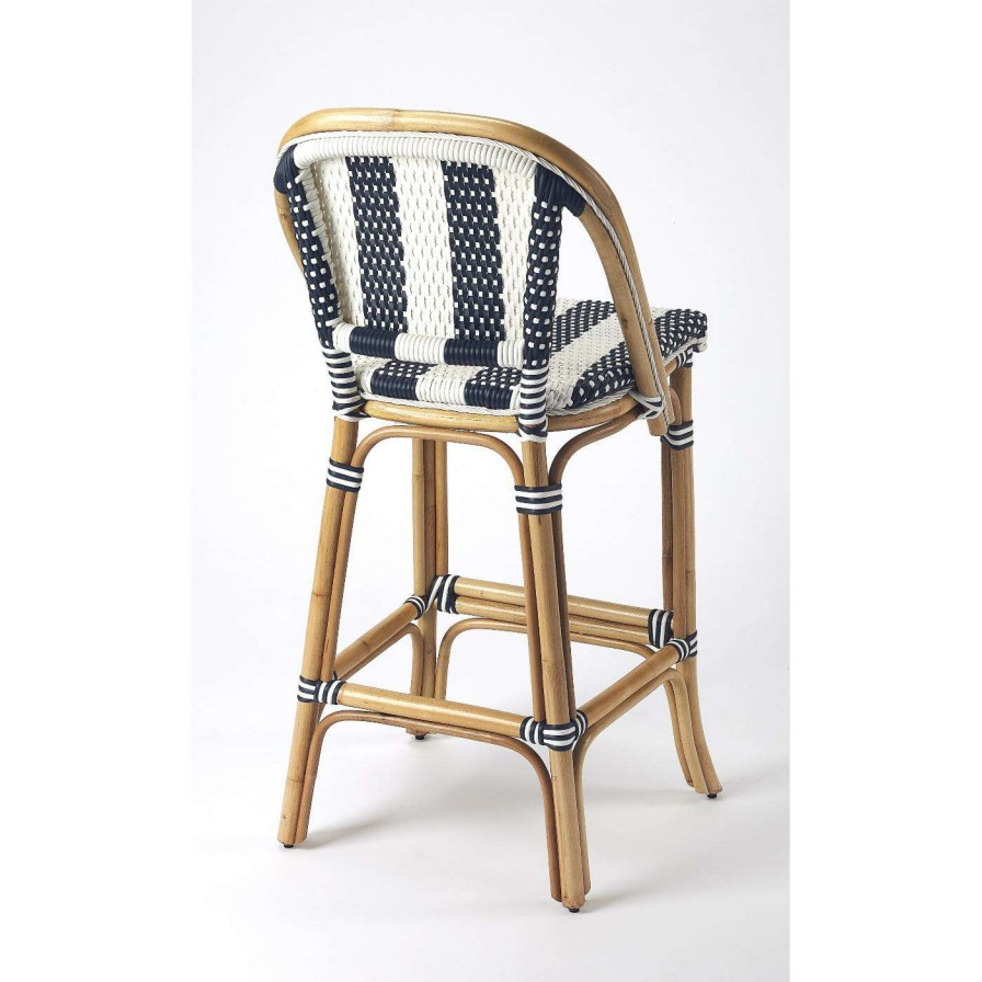 Bar Stools * | New Counter Height Stools Butler Specialty Lila 28 In. Stripe Rattan Counter Stool