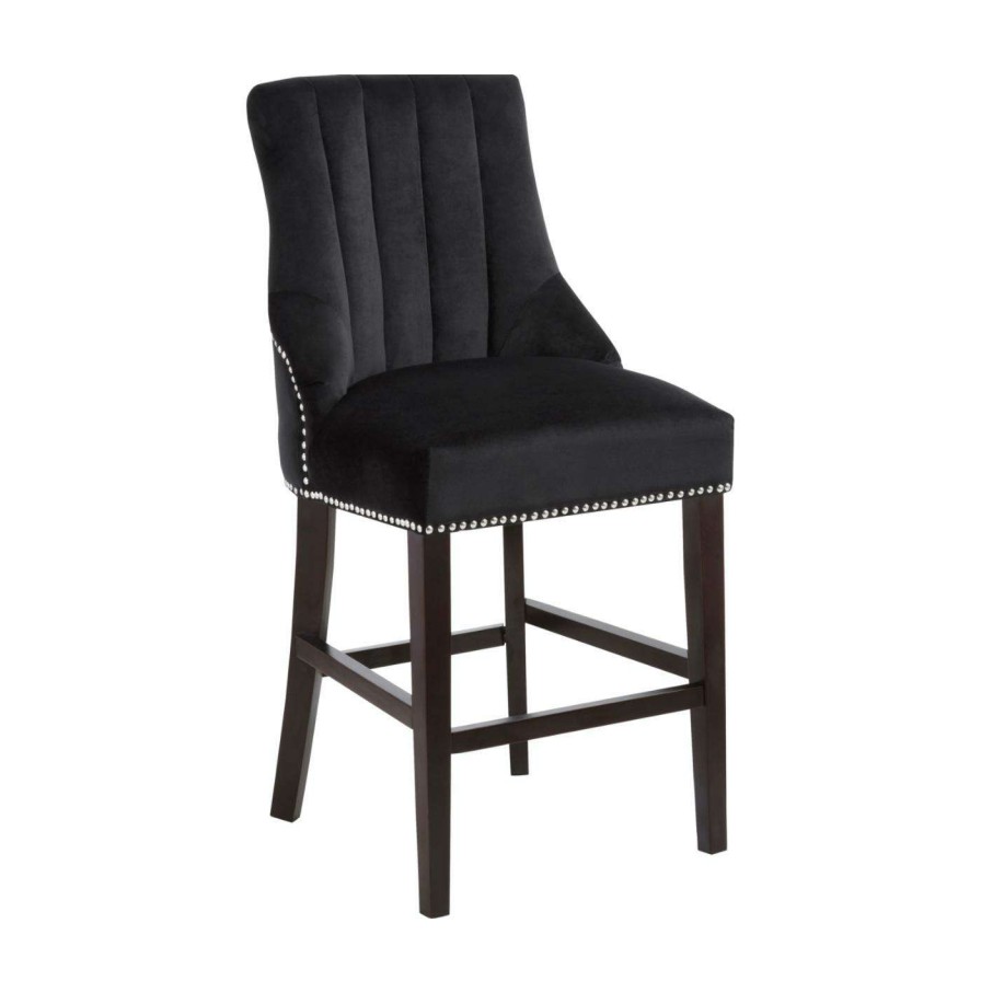 Bar Stools * | Discount Counter Height Stools Meridian Furniture Inc Oxford 24 In. Upholstered Counter Stool With Nailhead Trim Set Of 2