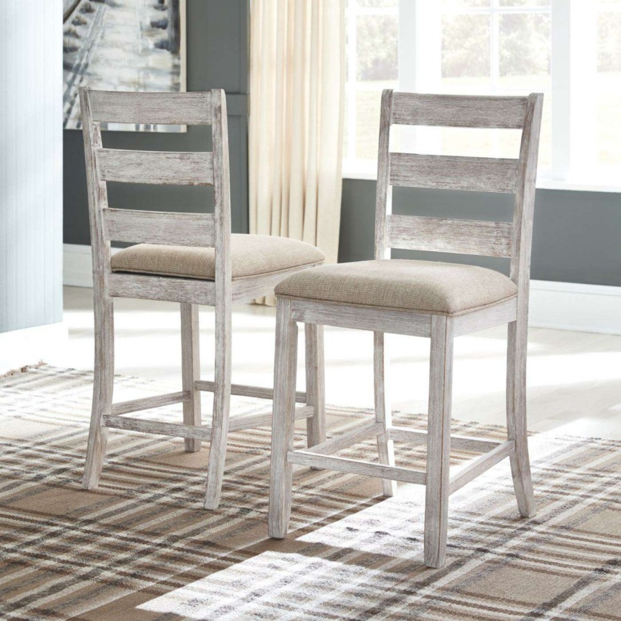 Bar Stools * | Outlet Counter Height Stools Signature Design By Ashley Skempton 24 In. Ladder Back Counter Stool Set Of 2