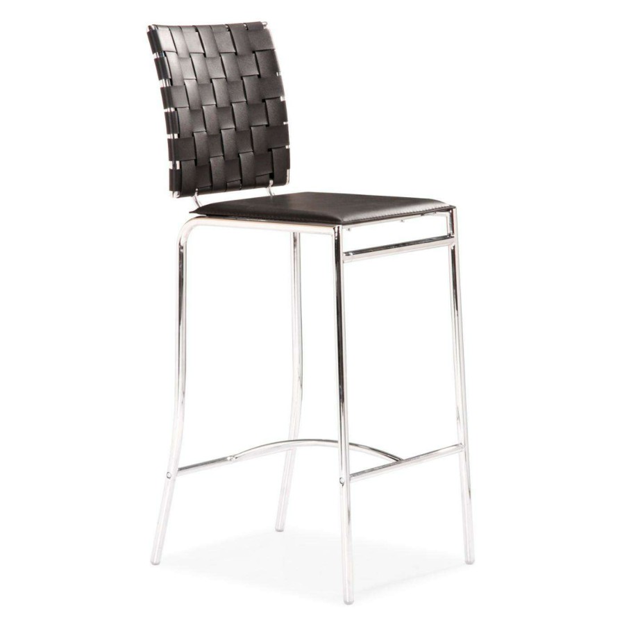 Bar Stools * | New Counter Height Stools Zuo Modern Criss Cross Counter Chair Set Of 2 Black