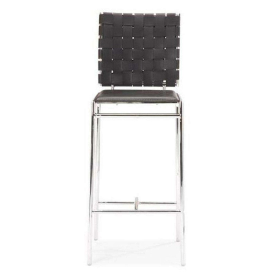 Bar Stools * | New Counter Height Stools Zuo Modern Criss Cross Counter Chair Set Of 2 Black