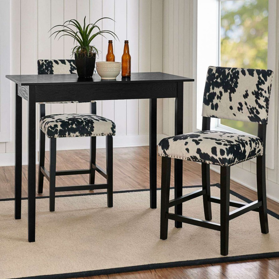 Bar Stools * | Flash Sale Counter Height Stools Linon Clayton Cow Print Counter Stool