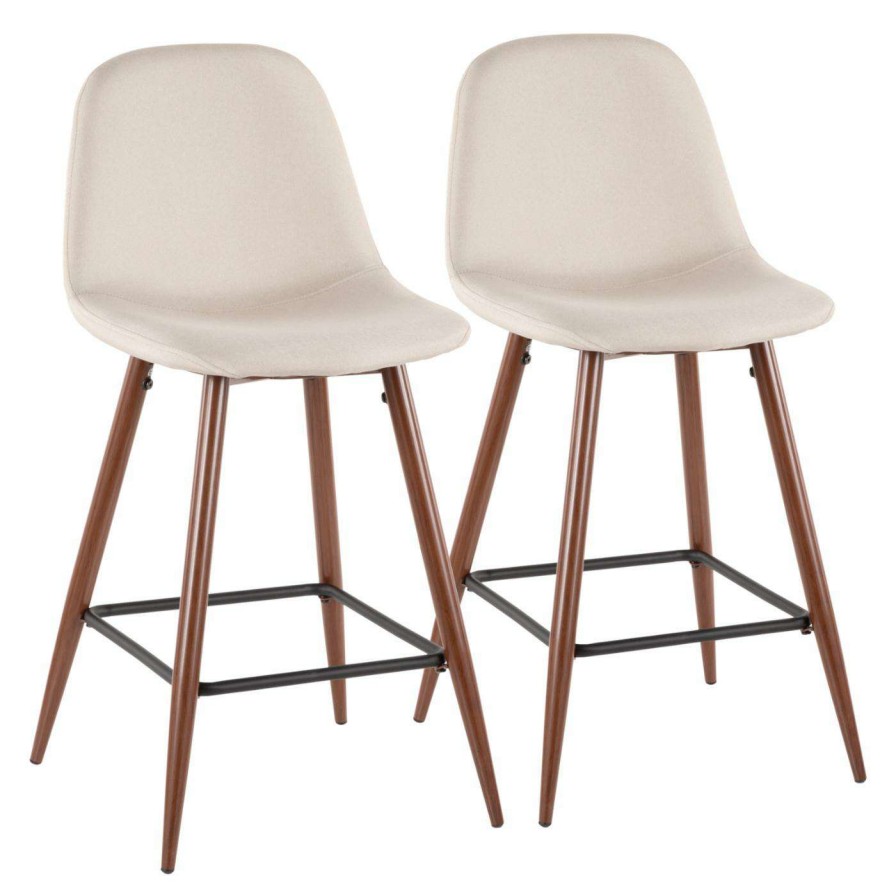 Bar Stools * | Promo Counter Height Stools Lumisource Pebble 24 In. Solid Back Counter Stool Set Of 2