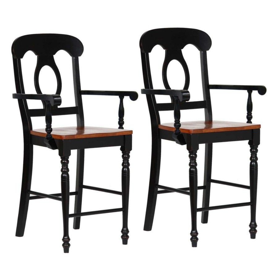 Bar Stools * | Best Pirce Counter Height Stools Sunset Trading Andrews Napoleon 24 In. Armed Counter Stool Set Of 2