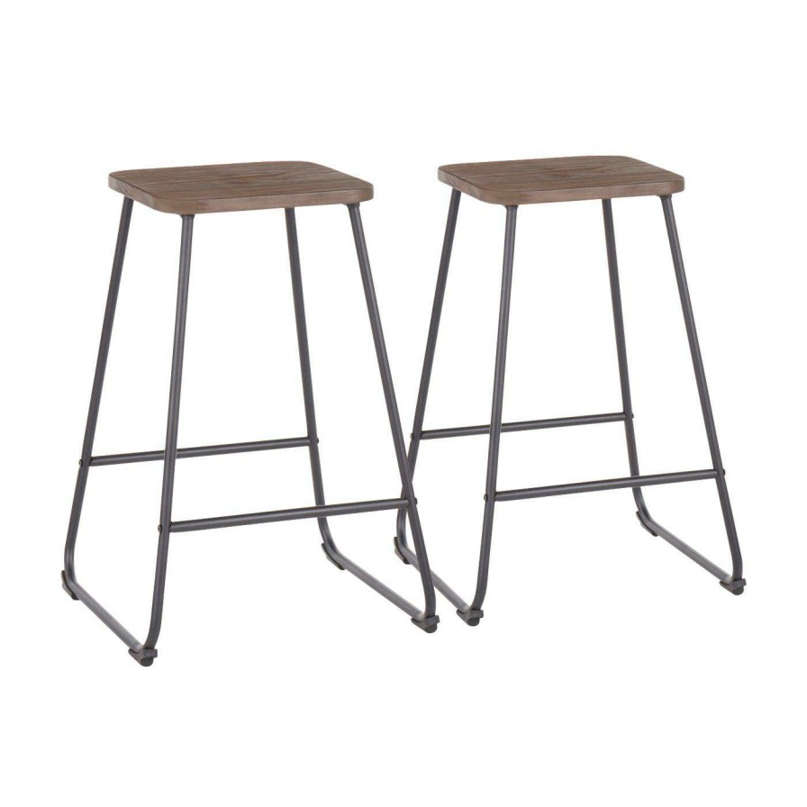 Bar Stools * | Deals Counter Height Stools Lumisource Zac 24 In. Backless Industrial Counter Stool Set Of 2