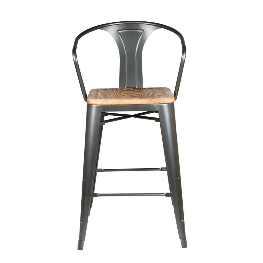 Bar Stools * | New Counter Height Stools New Pacific Direct Inc Metropolis 26 In. Wood Seat Counter Stool With Arms Set Of 4