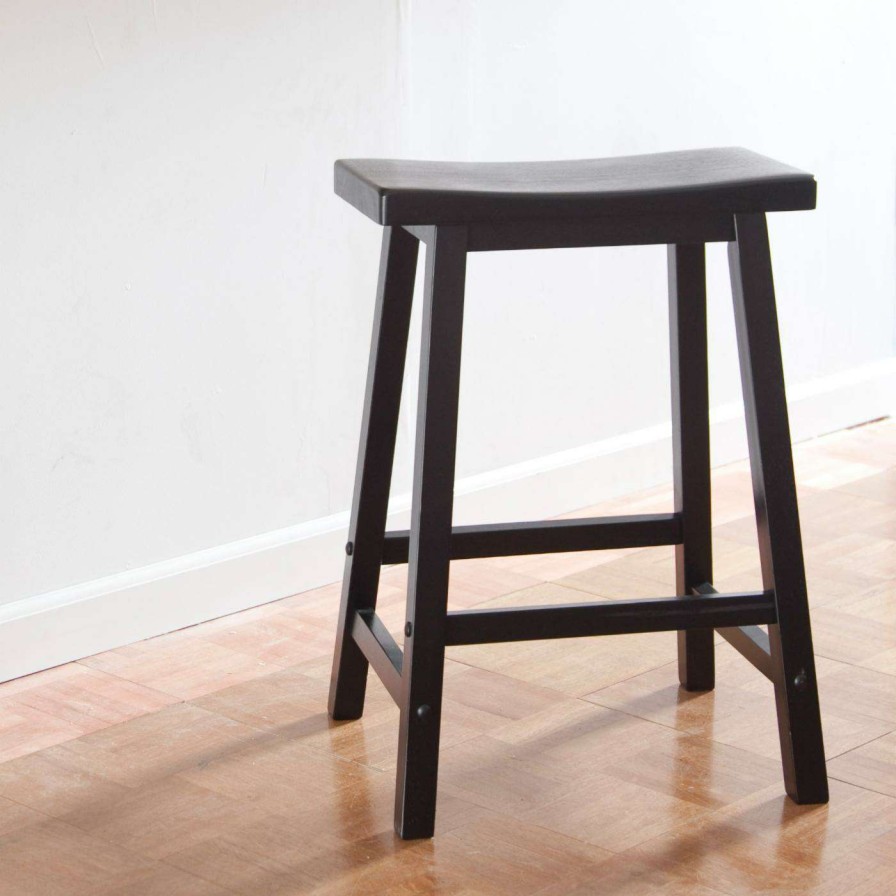 Bar Stools * | Coupon Counter Height Stools Winsome Wood 24-Inch Rta Single Saddle Seat Counter Stool Black