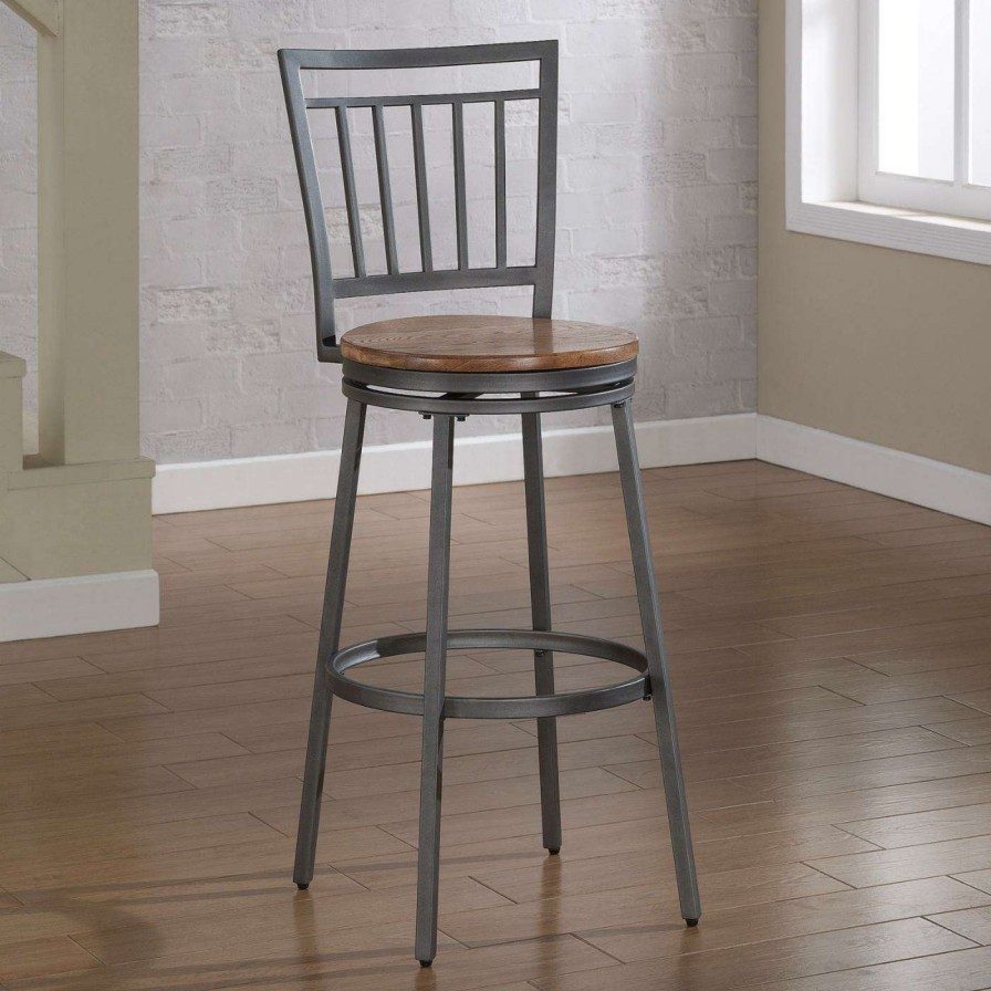 Bar Stools * | Wholesale Counter Height Stools American Woodcrafters Filmore Counter Stool Slate Gray/Golden Oak