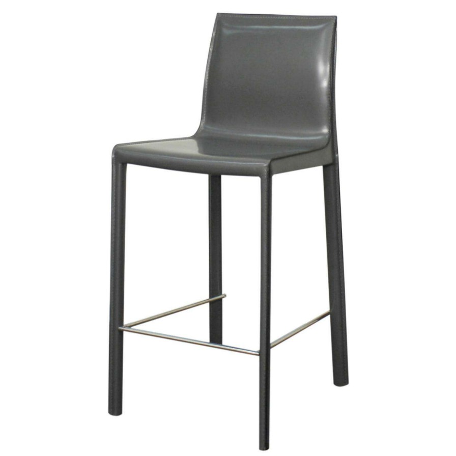 Bar Stools * | Brand New Counter Height Stools New Pacific Direct Inc Gervin 26 In. Recycled Leather Counter Stool Set Of 2