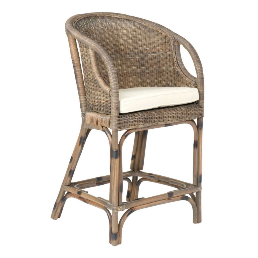 Bar Stools * | Hot Sale Counter Height Stools East At Main Vold Square Rattan Counter Stool