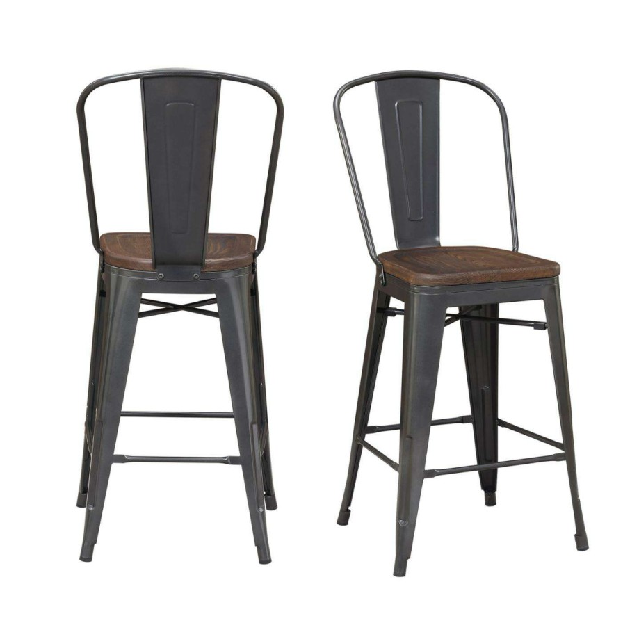 Bar Stools * | Coupon Counter Height Stools Picket House Furnishings Logan 26 In. Industrial Counter Height Stool Set Of 2