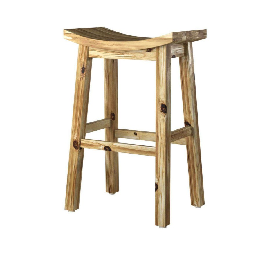 Bar Stools * | Brand New Counter Height Stools Powell Dale 30 In. Backless Saddle Counter Stool Multicolor Natural Acacia Wood