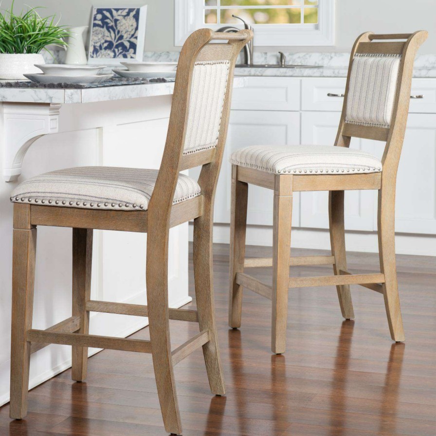 Bar Stools * | Discount Counter Height Stools Linon Emmy 26 In. Upholstered Counter Stool With Nailhead Trim