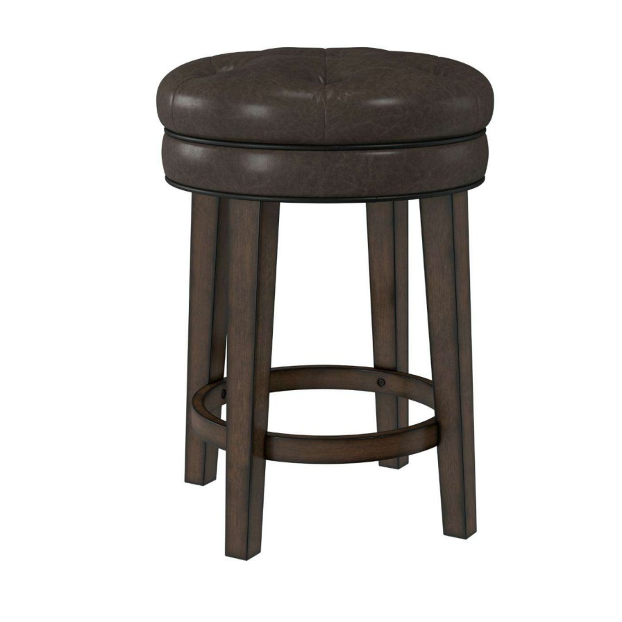 Bar Stools * | New Hillsdale Furniture Counter Height Stools Hillsdale Krauss Backless Swivel Counter Stool Gray Faux Leather