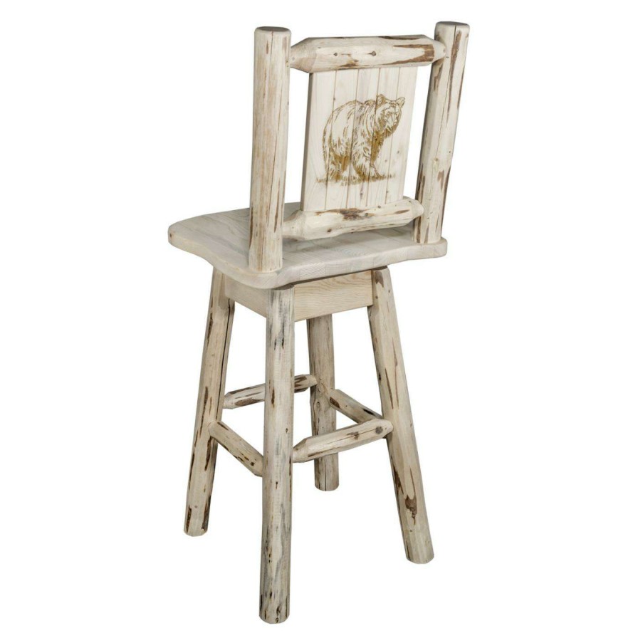 Bar Stools * | Best Pirce Counter Height Stools Montana Woodworks Montana 24 In. Engraved Swivel Counter Stool