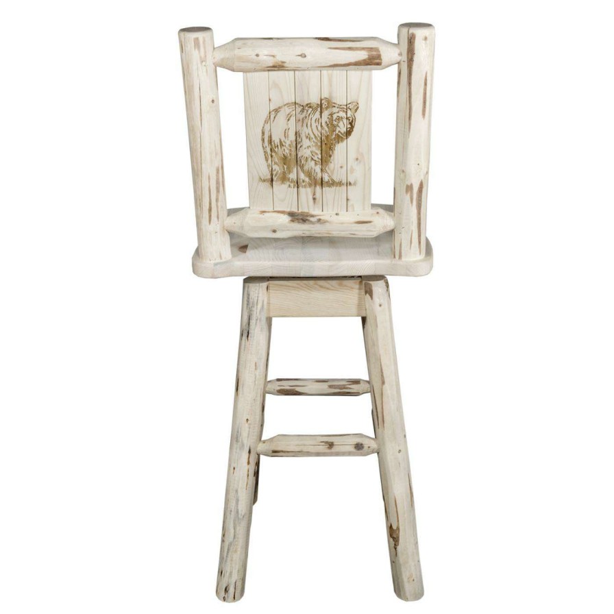 Bar Stools * | Best Pirce Counter Height Stools Montana Woodworks Montana 24 In. Engraved Swivel Counter Stool