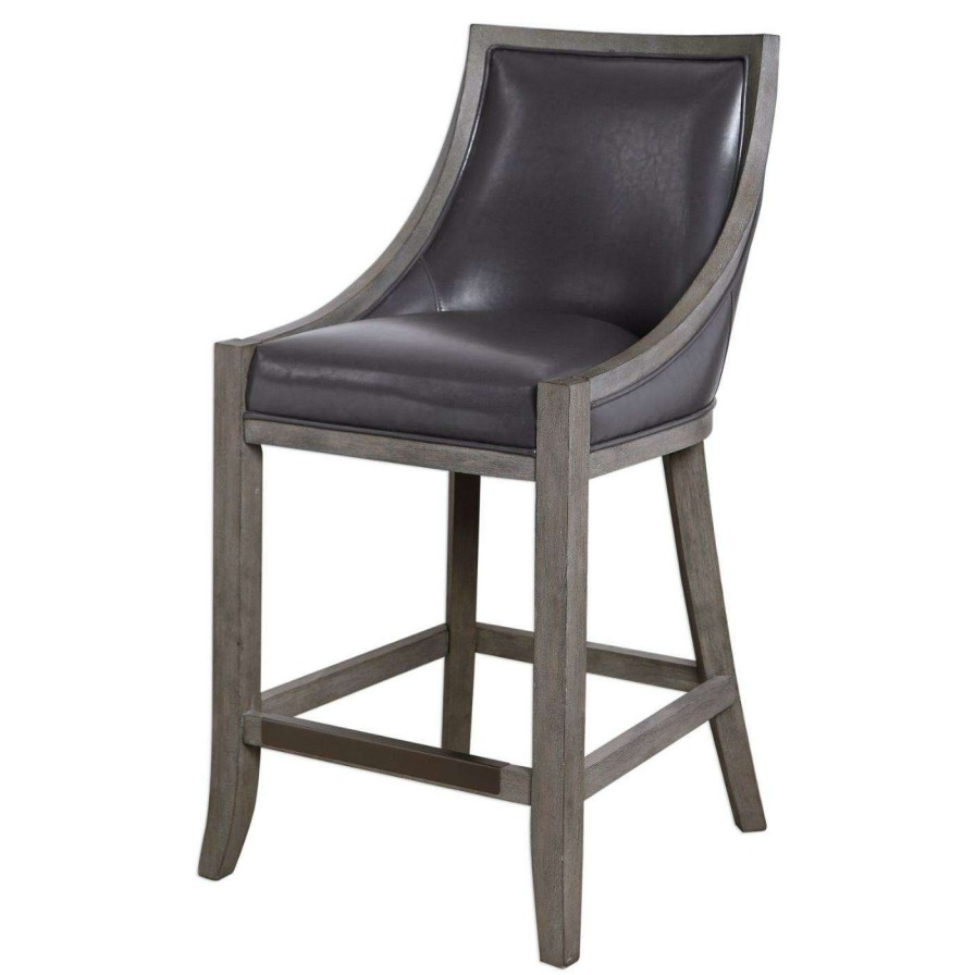 Bar Stools * | New Counter Height Stools Uttermost Elowen 26 In. Leather Counter Stool