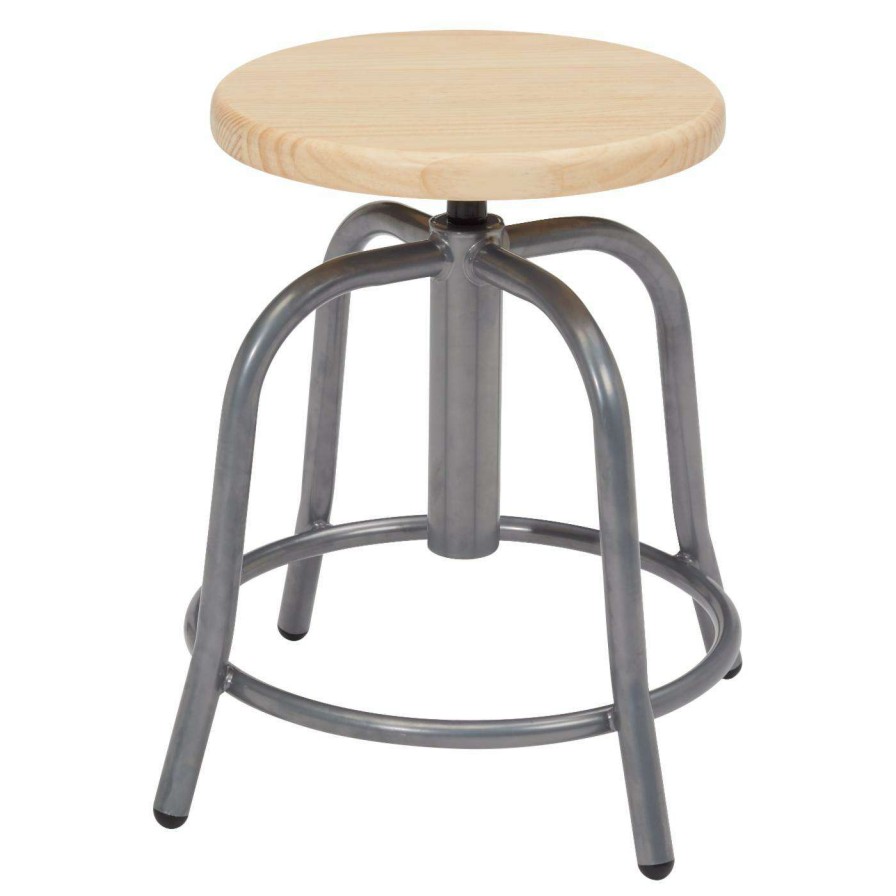 Bar Stools * | Flash Sale Counter Height Stools National Public Seating Adjustable Height Designer Stool With Hardwood Seat