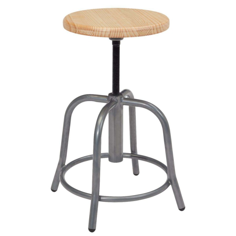 Bar Stools * | Flash Sale Counter Height Stools National Public Seating Adjustable Height Designer Stool With Hardwood Seat