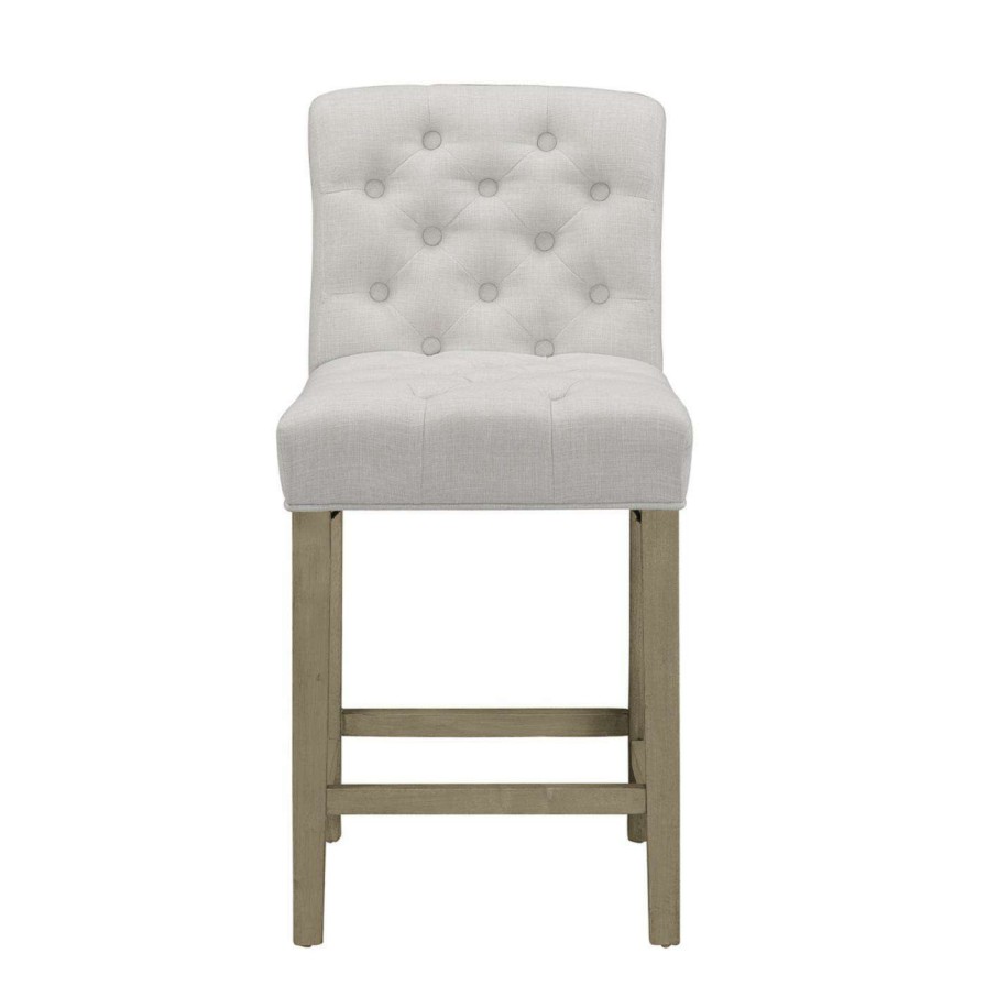 Bar Stools * | Outlet Counter Height Stools Glamour Home Aleen 24 In. Fabric Counter Stool With Roll Back Design And Tufted Buttons Set Of 2