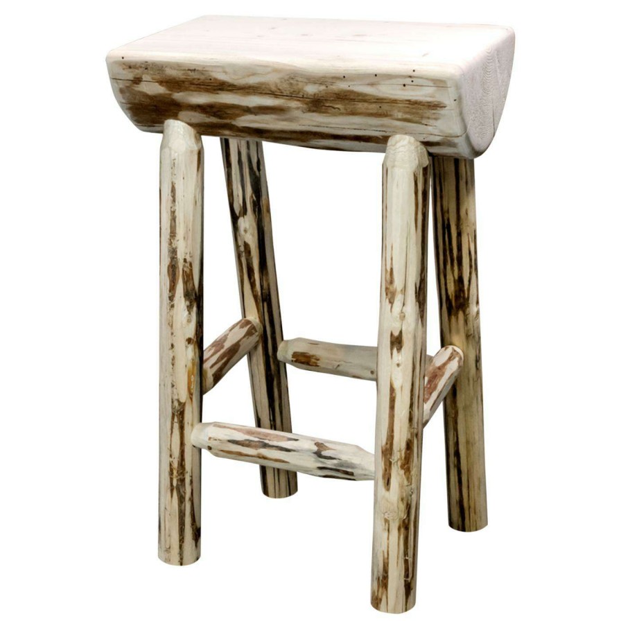 Bar Stools * | Cheap Counter Height Stools Montana Woodworks Montana 24 In. Half Log Counter Stool Unfinished